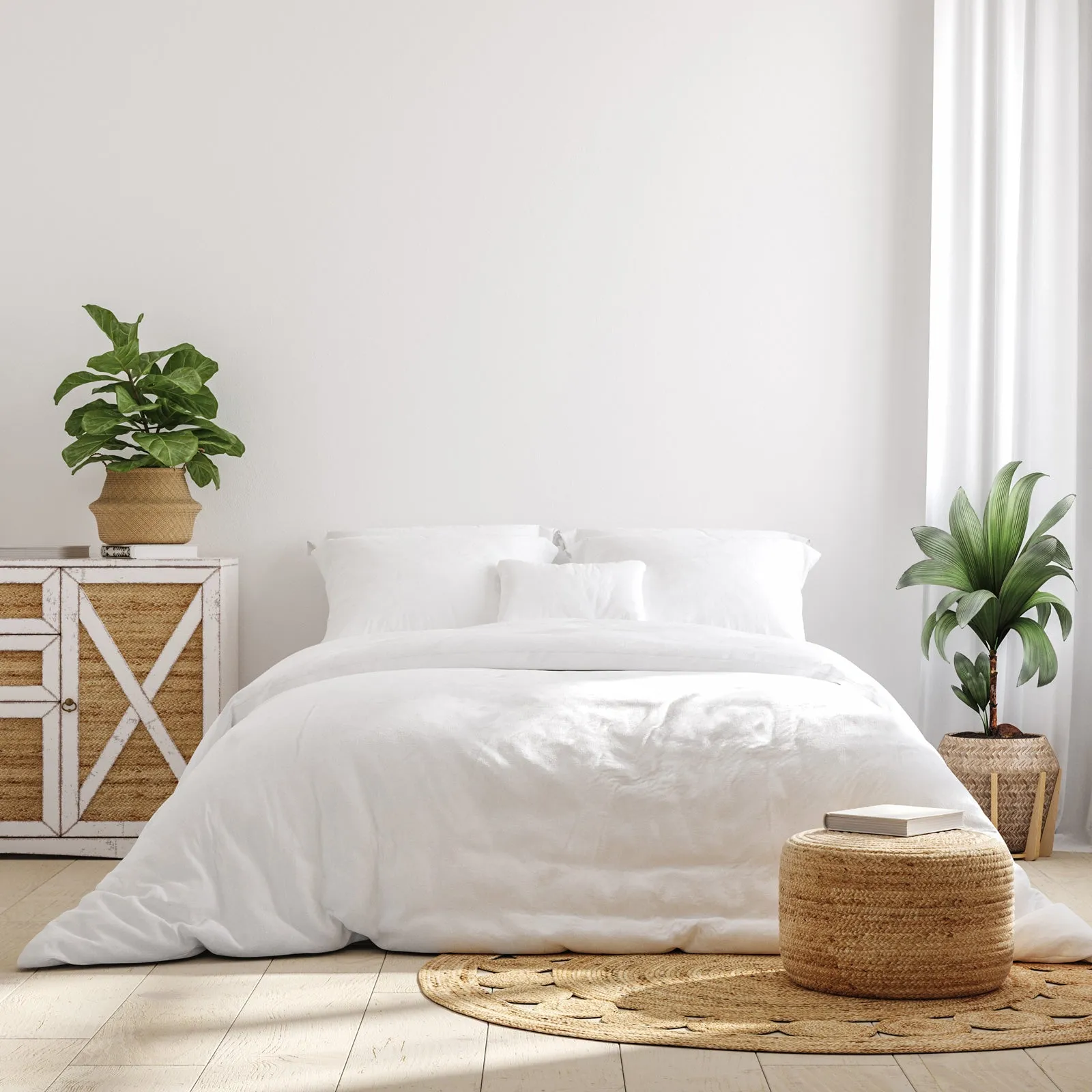 1000 Thread Count Bamboo Cotton Sheet & Quilt Cover Complete Set | King - White
