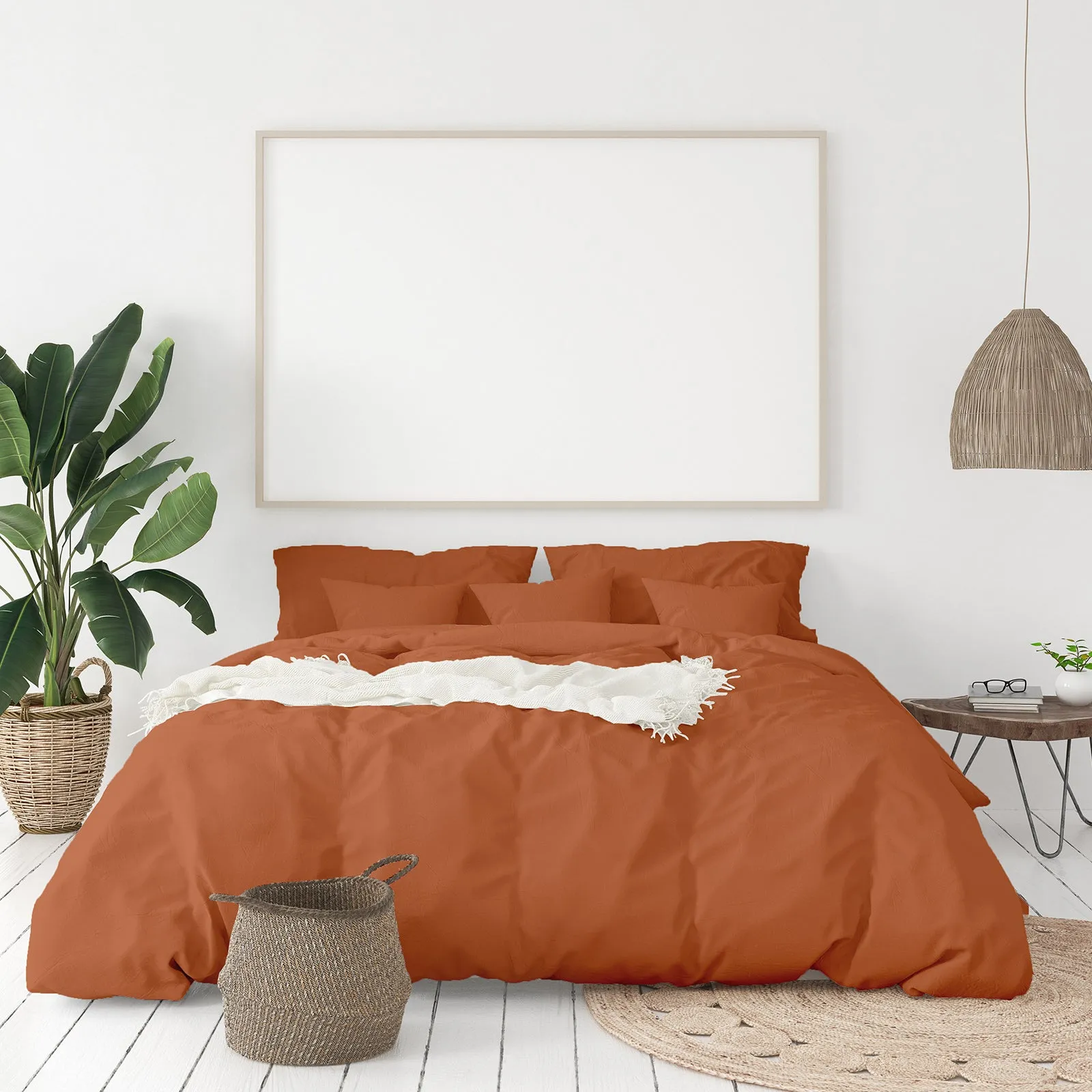 1000 Thread Count Bamboo Cotton Sheet & Quilt Cover Set | Queen | Cinnamon