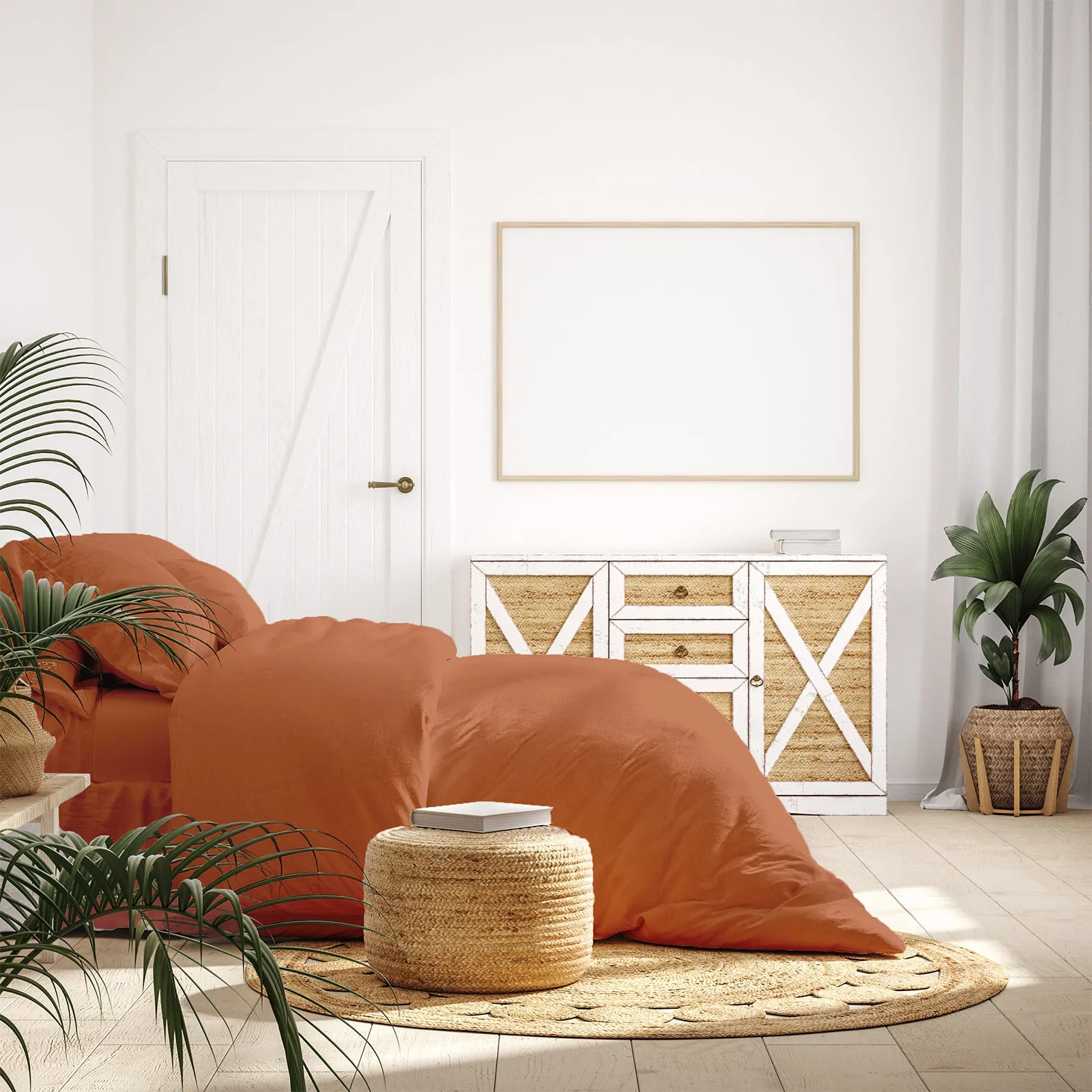 1000 Thread Count Bamboo Cotton Sheet & Quilt Cover Set | Queen | Cinnamon