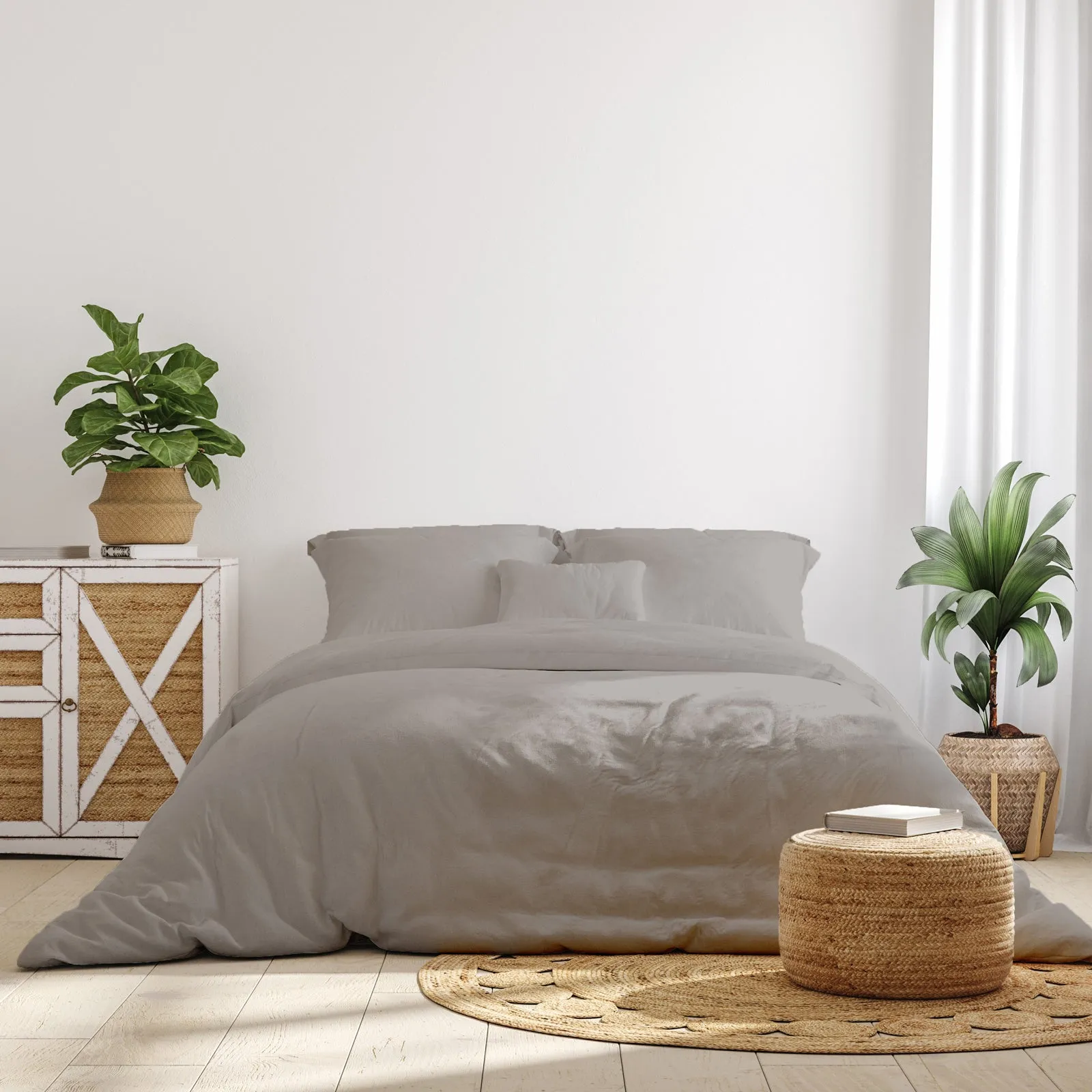 1000 Thread Count Bamboo Cotton Sheet & Quilt Cover Set | Queen | Dove