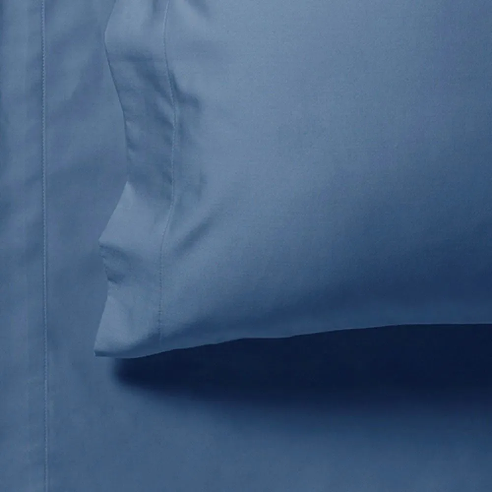 1000TC Single Size Bed Soft Flat & Fitted Sheet Set | Greyish Blue