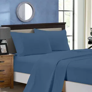 1000TC Single Size Bed Soft Flat & Fitted Sheet Set | Greyish Blue