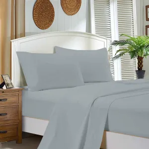 1000TC Single Size Bed Soft Flat & Fitted Sheet Set | Silver