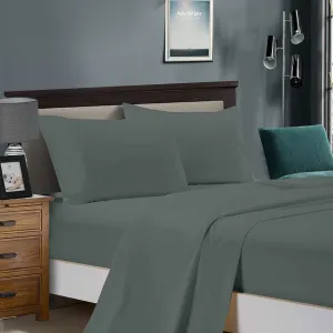 1000TC Ultra Soft Bed Sheet Set | King Single Size | Charcoal | Flat & Fitted