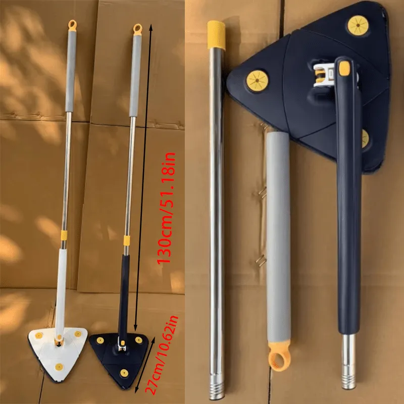1set, Triangle 360 Rotating Cleaning Mop, Long Handle Floor Mop, Hands-free Wash Squeeze Mop, Wet And Dry Dual-use Cleaning Mop, For Floor Wall Ceiling Corner Glass, Cleaning Supplies, Cleaning Tool