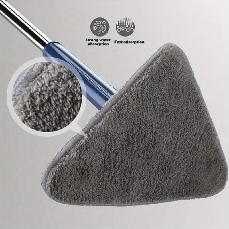 1set, Triangle 360 Rotating Cleaning Mop, Long Handle Floor Mop, Hands-free Wash Squeeze Mop, Wet And Dry Dual-use Cleaning Mop, For Floor Wall Ceiling Corner Glass, Cleaning Supplies, Cleaning Tool