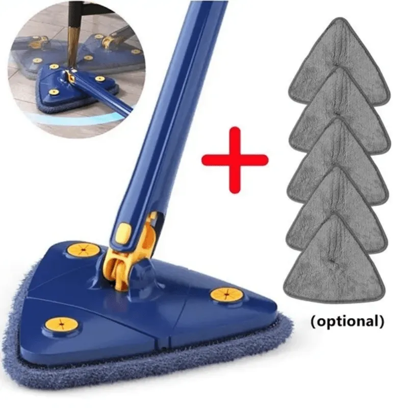 1set, Triangle 360 Rotating Cleaning Mop, Long Handle Floor Mop, Hands-free Wash Squeeze Mop, Wet And Dry Dual-use Cleaning Mop, For Floor Wall Ceiling Corner Glass, Cleaning Supplies, Cleaning Tool