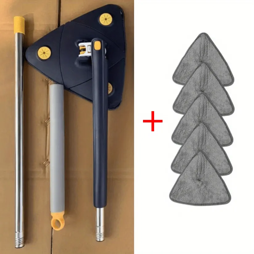 1set, Triangle 360 Rotating Cleaning Mop, Long Handle Floor Mop, Hands-free Wash Squeeze Mop, Wet And Dry Dual-use Cleaning Mop, For Floor Wall Ceiling Corner Glass, Cleaning Supplies, Cleaning Tool
