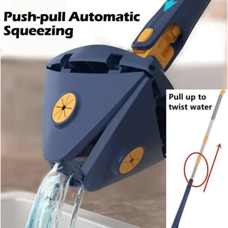 1set, Triangle 360 Rotating Cleaning Mop, Long Handle Floor Mop, Hands-free Wash Squeeze Mop, Wet And Dry Dual-use Cleaning Mop, For Floor Wall Ceiling Corner Glass, Cleaning Supplies, Cleaning Tool