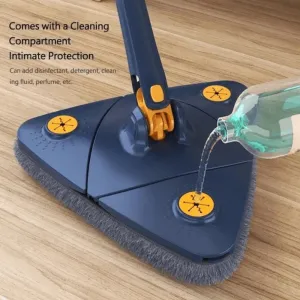 1set, Triangle 360 Rotating Cleaning Mop, Long Handle Floor Mop, Hands-free Wash Squeeze Mop, Wet And Dry Dual-use Cleaning Mop, For Floor Wall Ceiling Corner Glass, Cleaning Supplies, Cleaning Tool