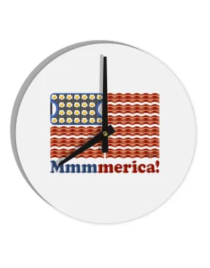 American Breakfast Flag - Bacon and Eggs - Mmmmerica 10 InchRound Wall Clock