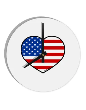 American Flag Heart Design 10 InchRound Wall Clock  by TooLoud