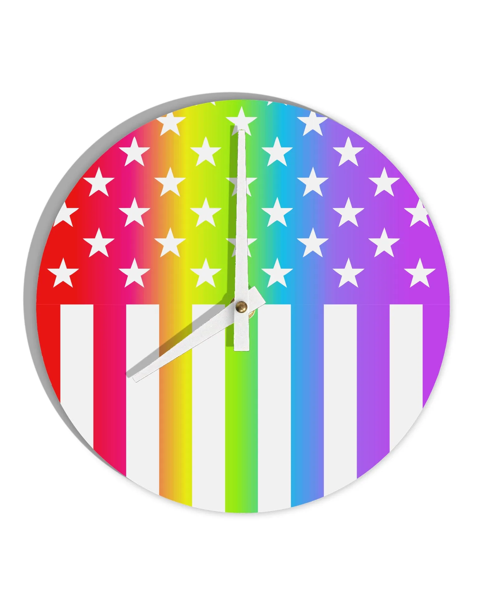American Pride - Rainbow Stars and Stripes 10 InchRound Wall Clock  All Over Print