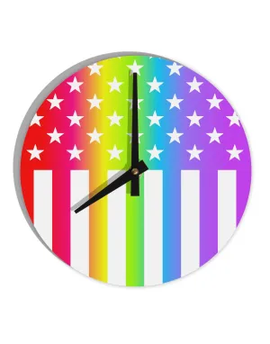 American Pride - Rainbow Stars and Stripes 10 InchRound Wall Clock  All Over Print