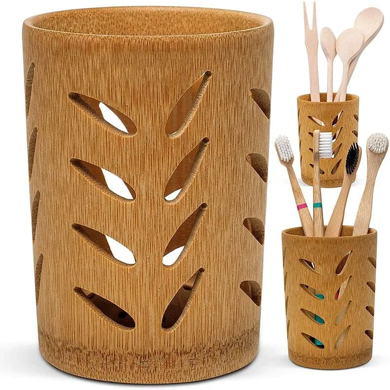 Bamboo Toothbrush Holder With Drainage