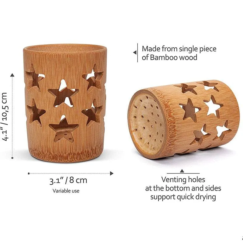 Bamboo Toothbrush Holder With Drainage