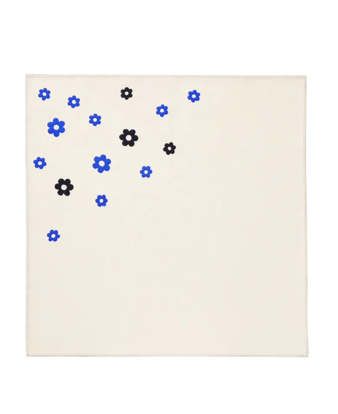 HAPPY HIPPIE White Wool Throw Blanket with Blue Flowers