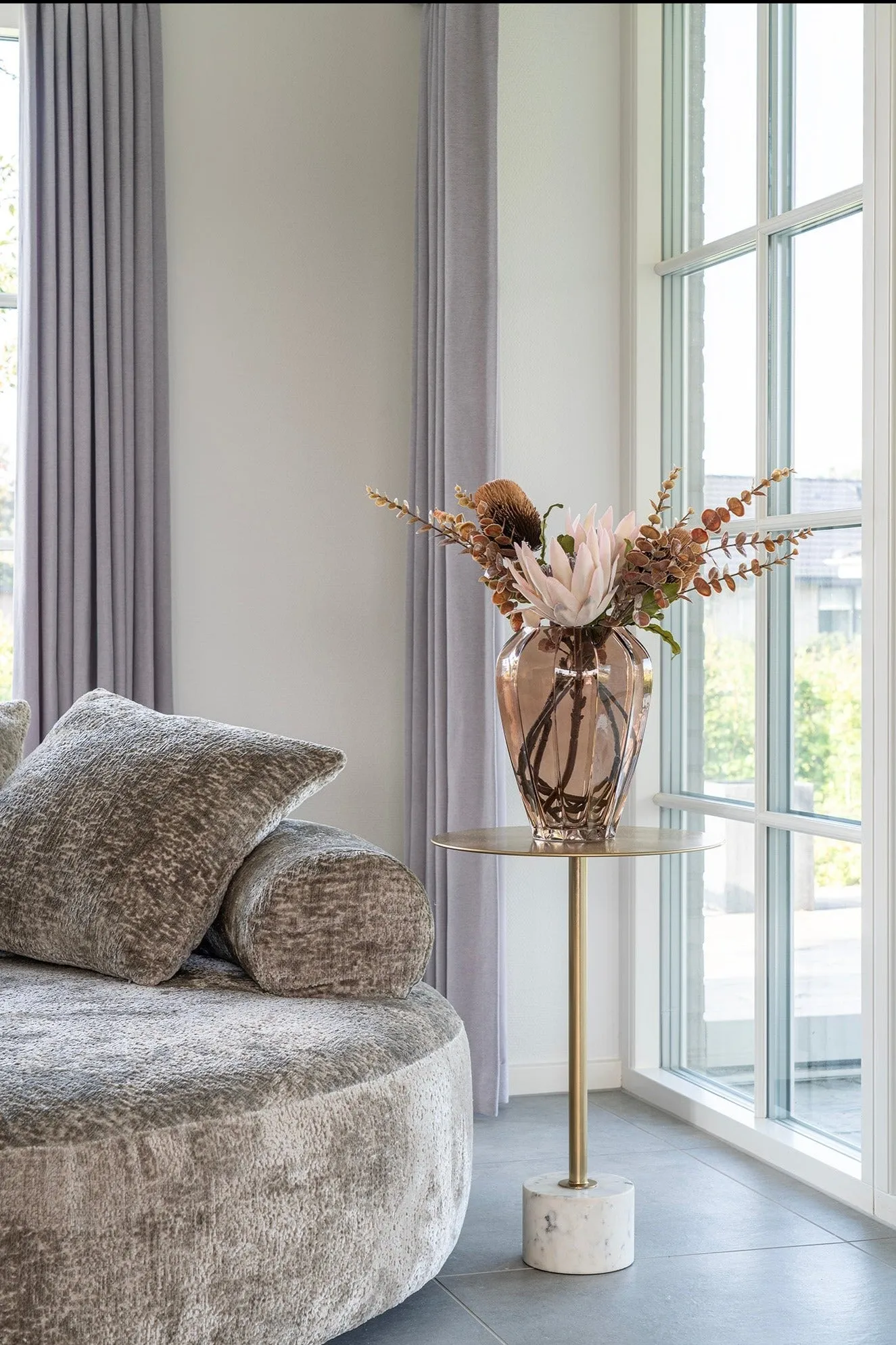 Lecco Brass and Marble Side Table