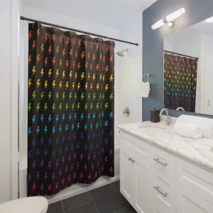 Lightning (Black/Rainbow) Shower Curtain