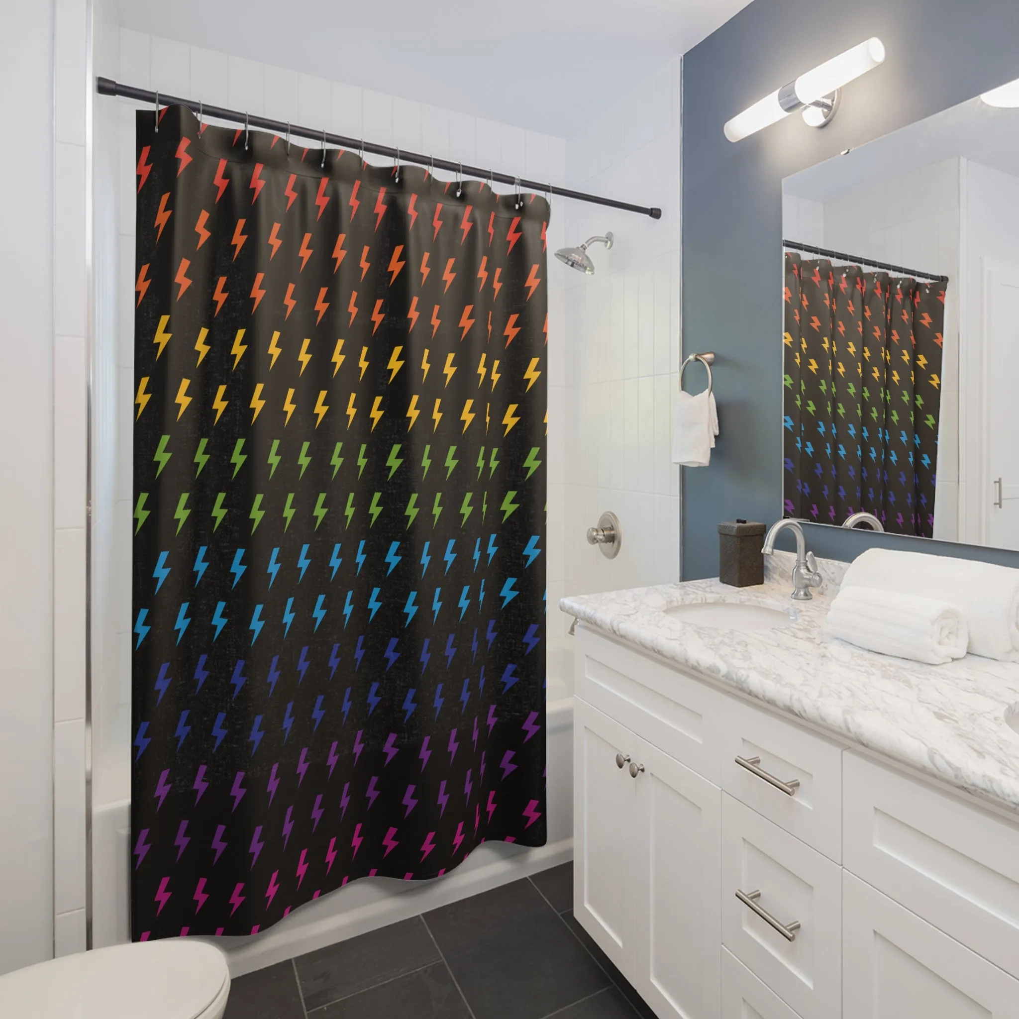 Lightning (Black/Rainbow) Shower Curtain