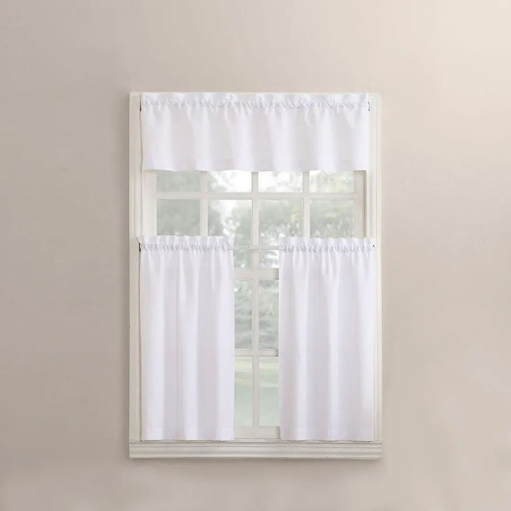 Martine Microfiber 3-Piece Kitchen Curtain Valance and Tiers Set