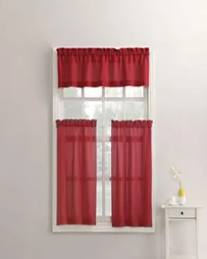 Martine Microfiber 3-Piece Kitchen Curtain Valance and Tiers Set