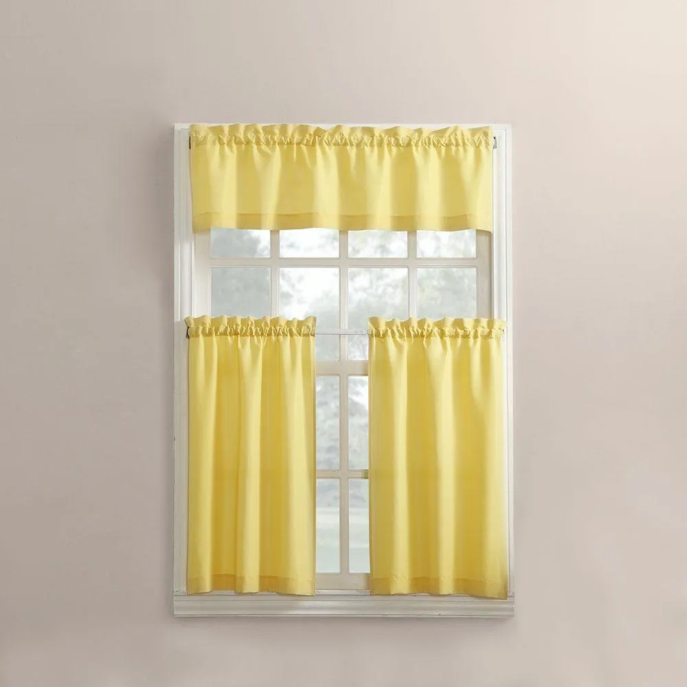 Martine Microfiber 3-Piece Kitchen Curtain Valance and Tiers Set