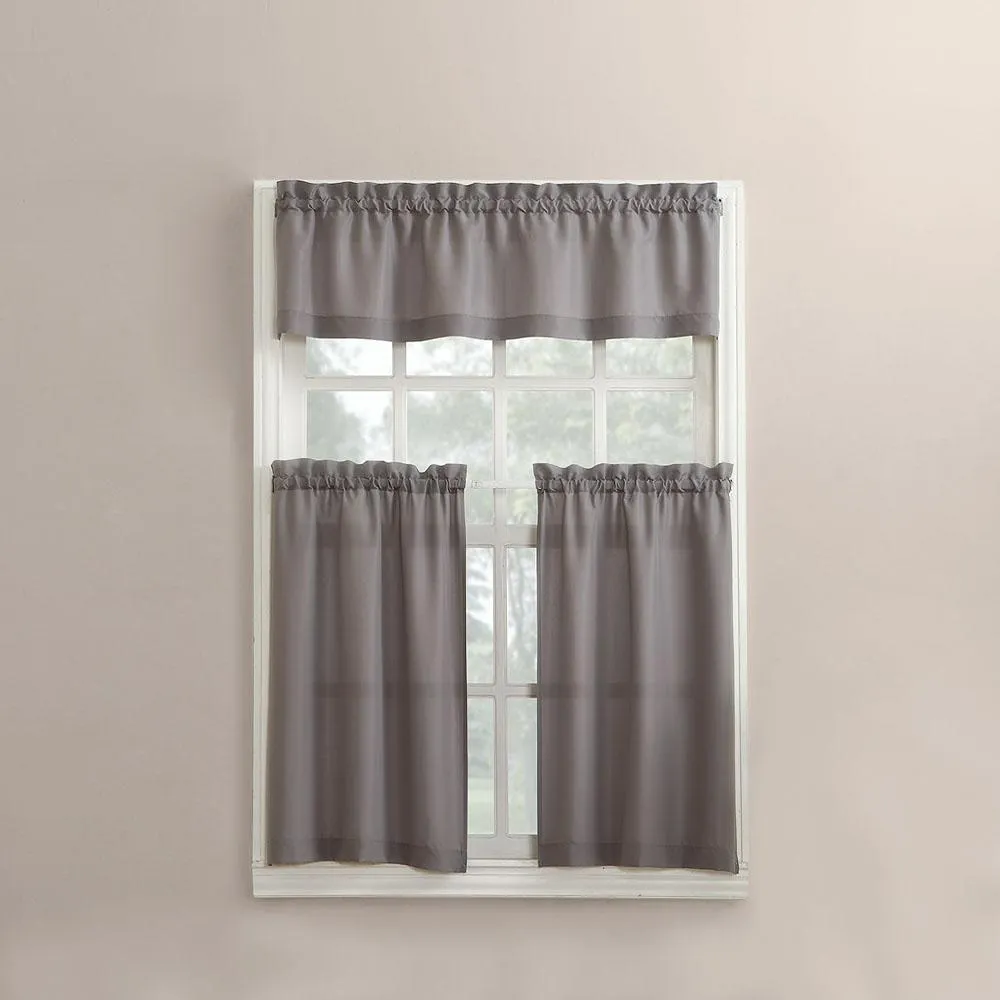 Martine Microfiber 3-Piece Kitchen Curtain Valance and Tiers Set