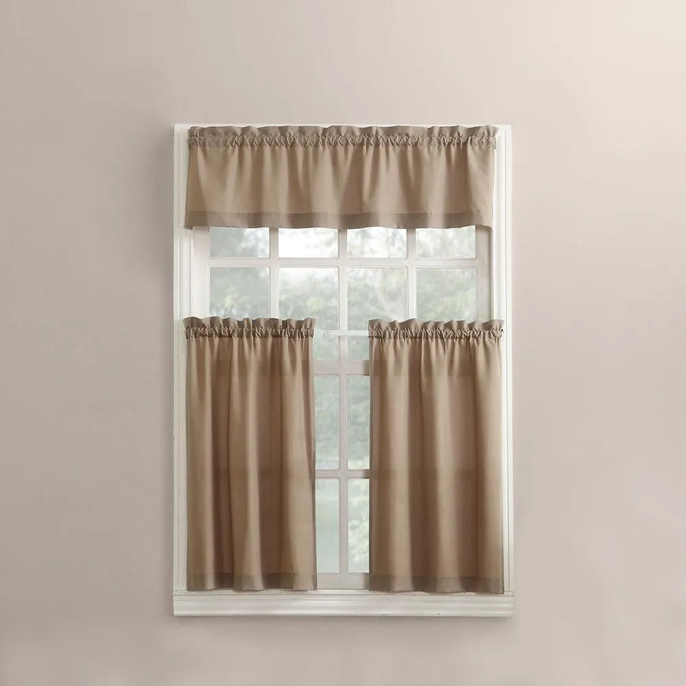 Martine Microfiber 3-Piece Kitchen Curtain Valance and Tiers Set