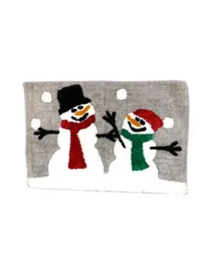 Plaid Snowman Bath Rug