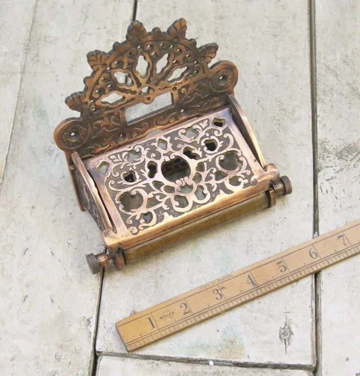 Victorian Copper Toilet Roll Holder with Lid